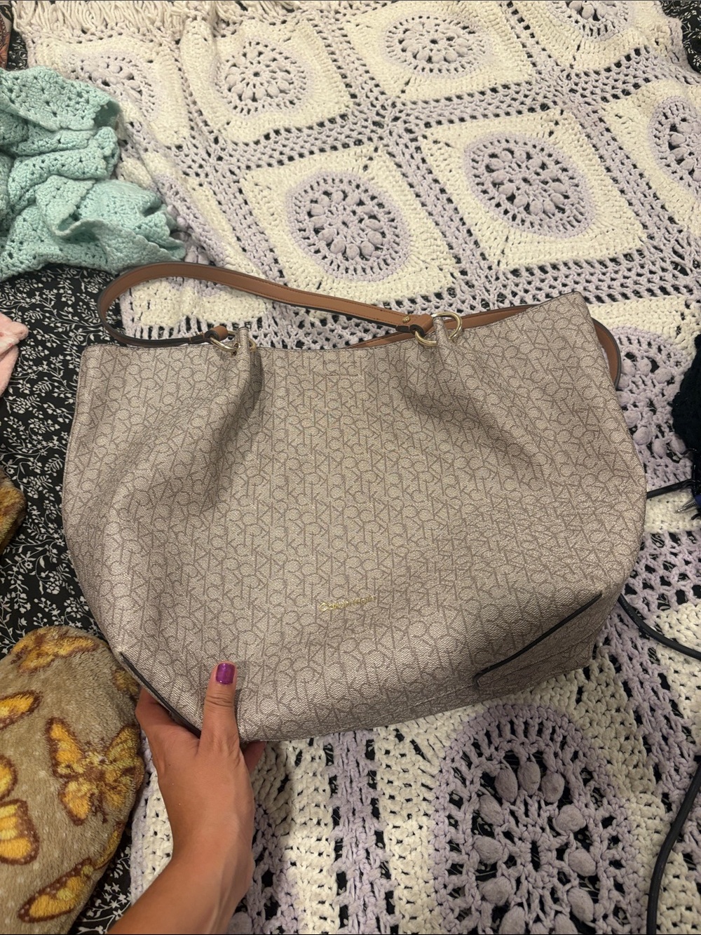 Women's Beige Logo Tote Bag - Designer Style